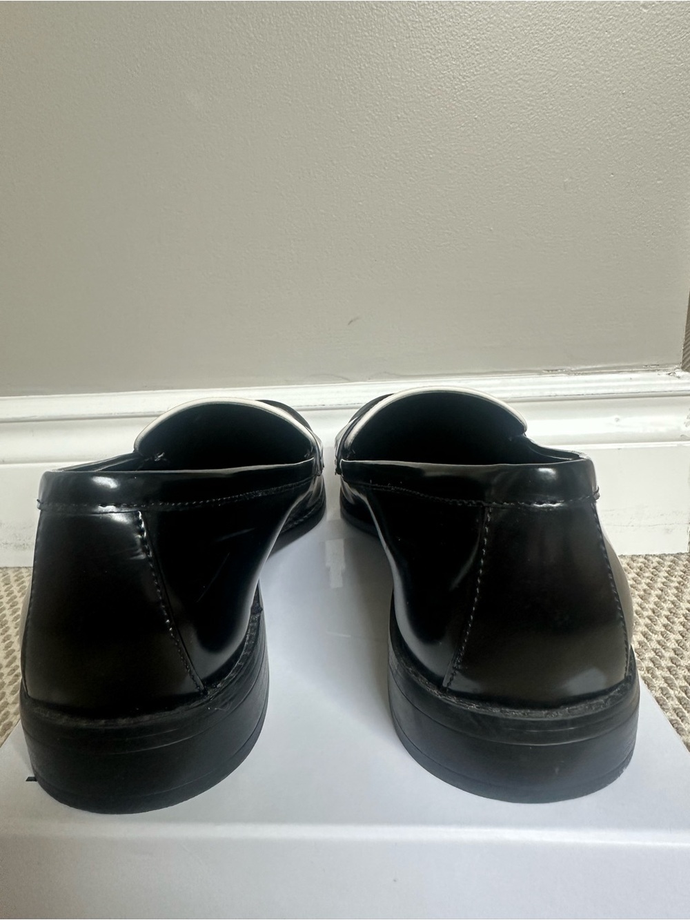 Charles & Keith Black and White Leather Penny Loafers for Women - Picture 3 of 8